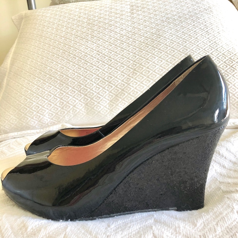 Lilly Pulitzer sparkly black wedges with peep toe